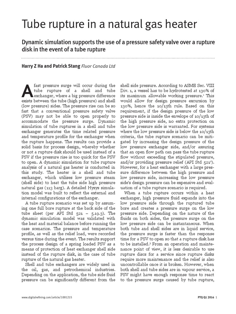Tube Rupture Dynamics in Gas Heaters | PDF