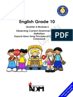 English Grade 10: Quarter 4 Module 6 Observing Correct Grammar in Making