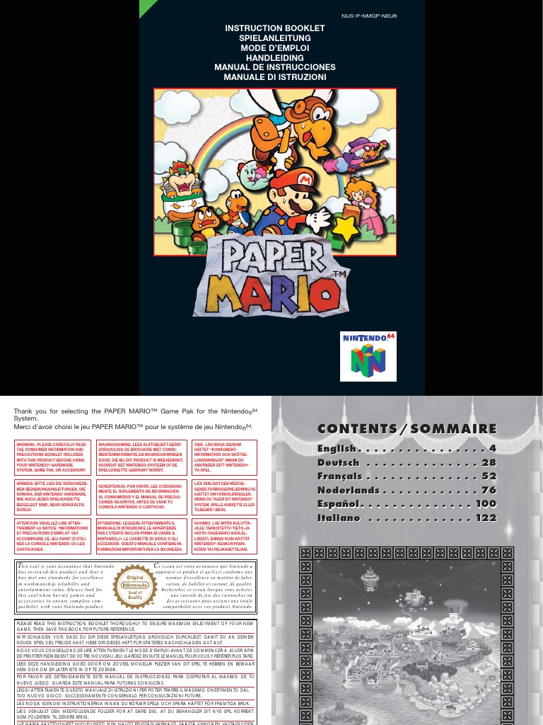 Manual Nintendo 64 Paper Mario | PDF | Nintendo | Sociétés de ...