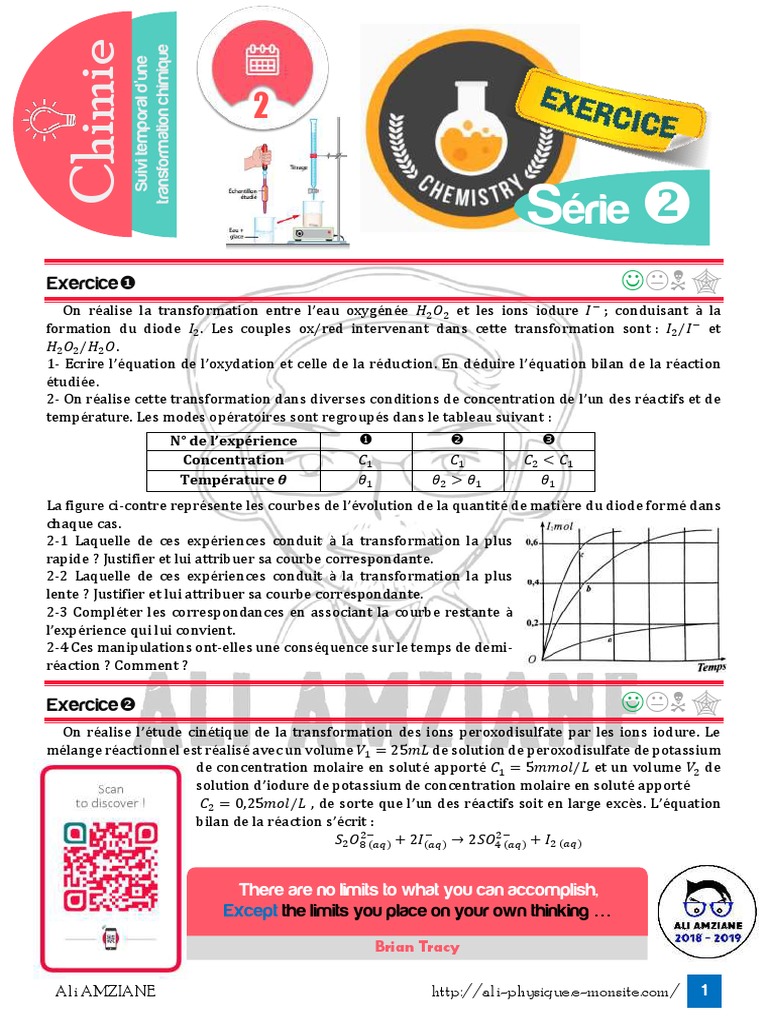 Suivi temporel des réactions chimiques | PDF | Cinétique chimique ...
