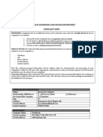 Corporate Governance and Finance Department Complaint Form