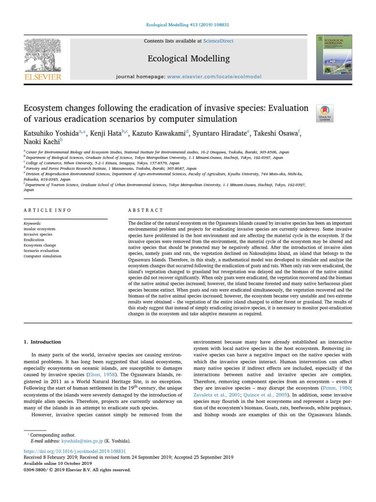 Ecosystem Changes Following The Eradication of Invasive Species | PDF ...