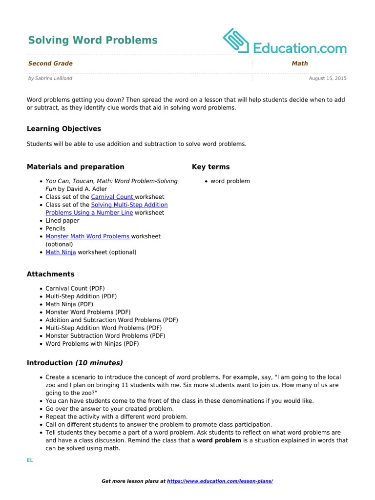 Solving Word Problems PDF | PDF | Lesson Plan | Science