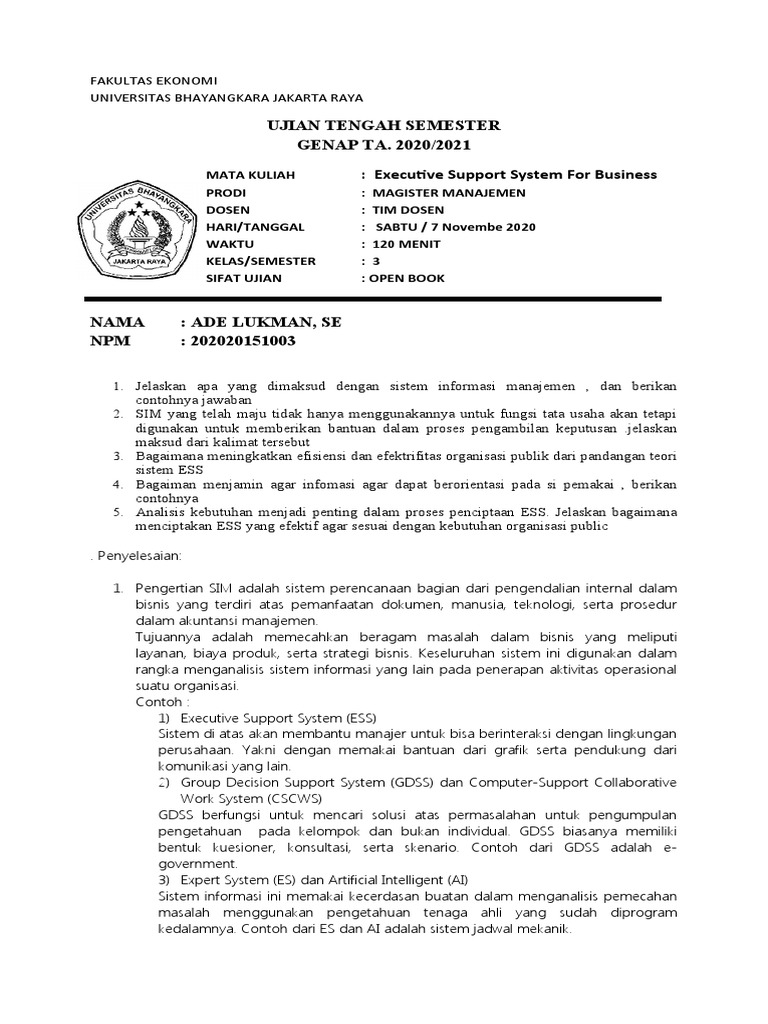Uts Ess-Ade Lukman | PDF | Komputer
