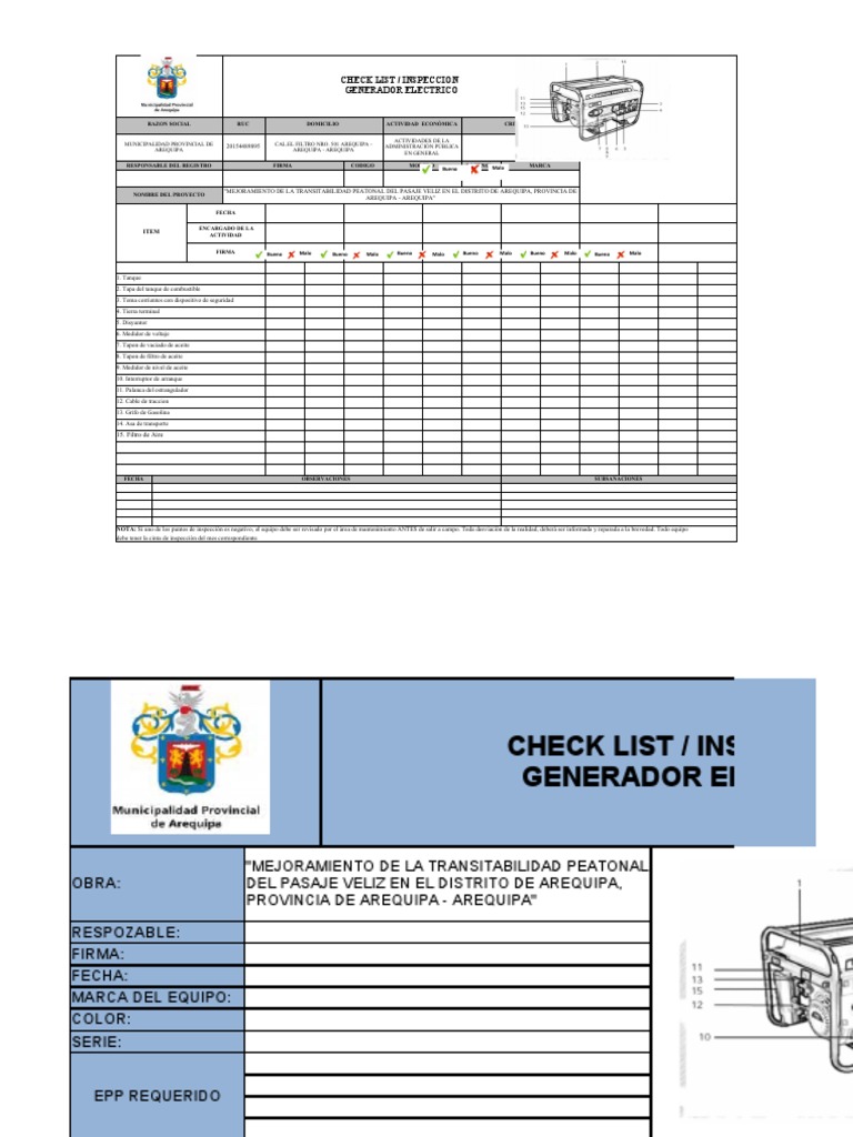 Check List Generador Electrico | PDF | Generador eléctrico | Energía y ...