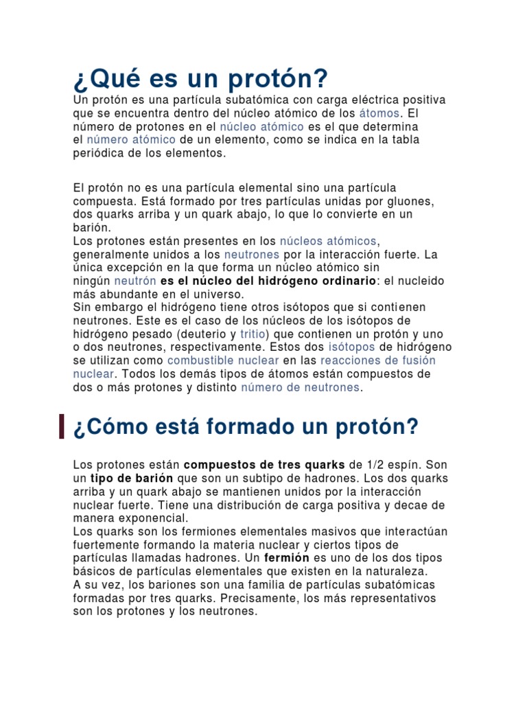 Qué Es Un Protón | PDF | Protón | Núcleo atómico