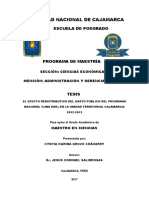 El Efecto Redistributivo Del Gasto Publico Del Programa Nacional Cuna Mas, en La Unidad Territori