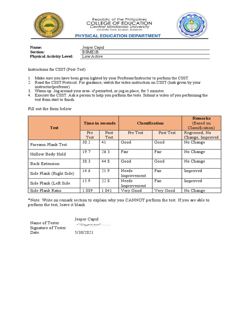 CSST Instructions and Test Results | PDF | Business
