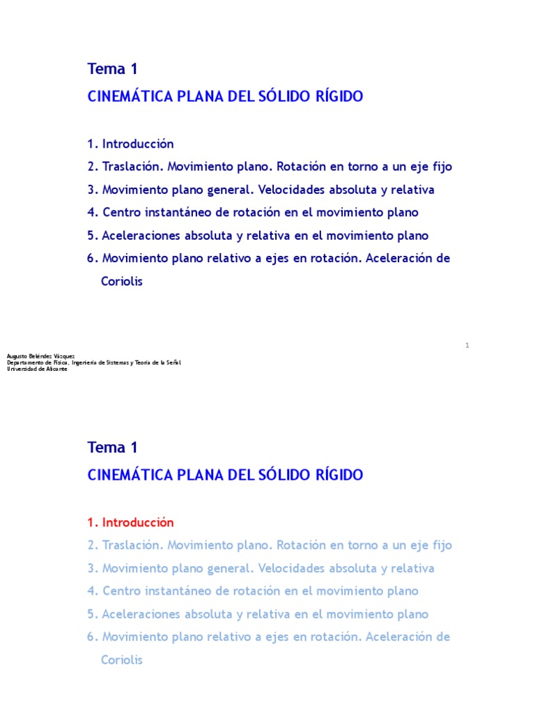 1 Cinematica Plana Del Solido Rigido | PDF | Rotación | Cinemática
