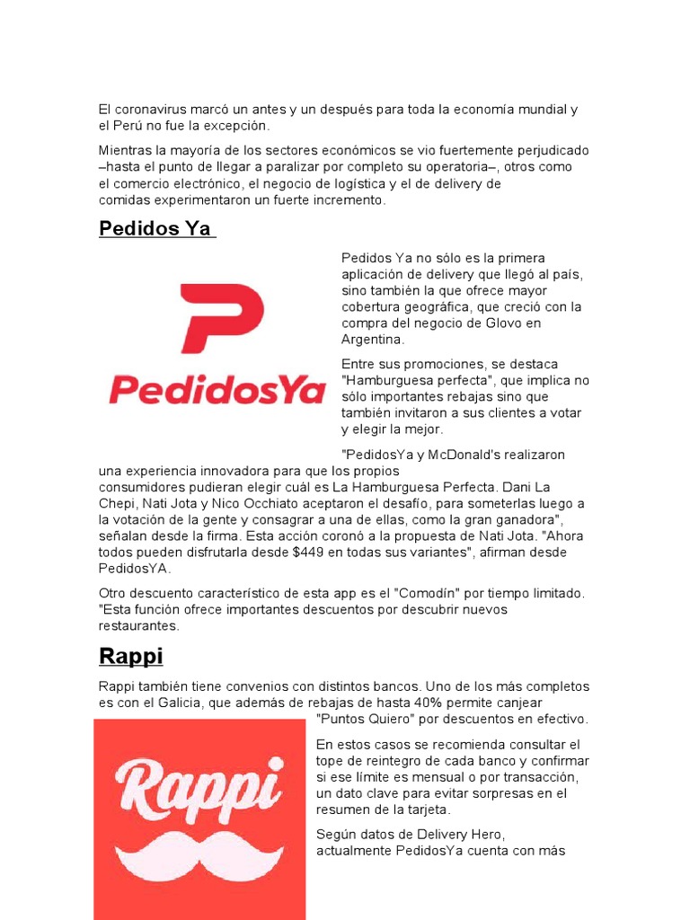 Rappi vs PedidosYa: Competencia en Delivery | PDF | Business | Science