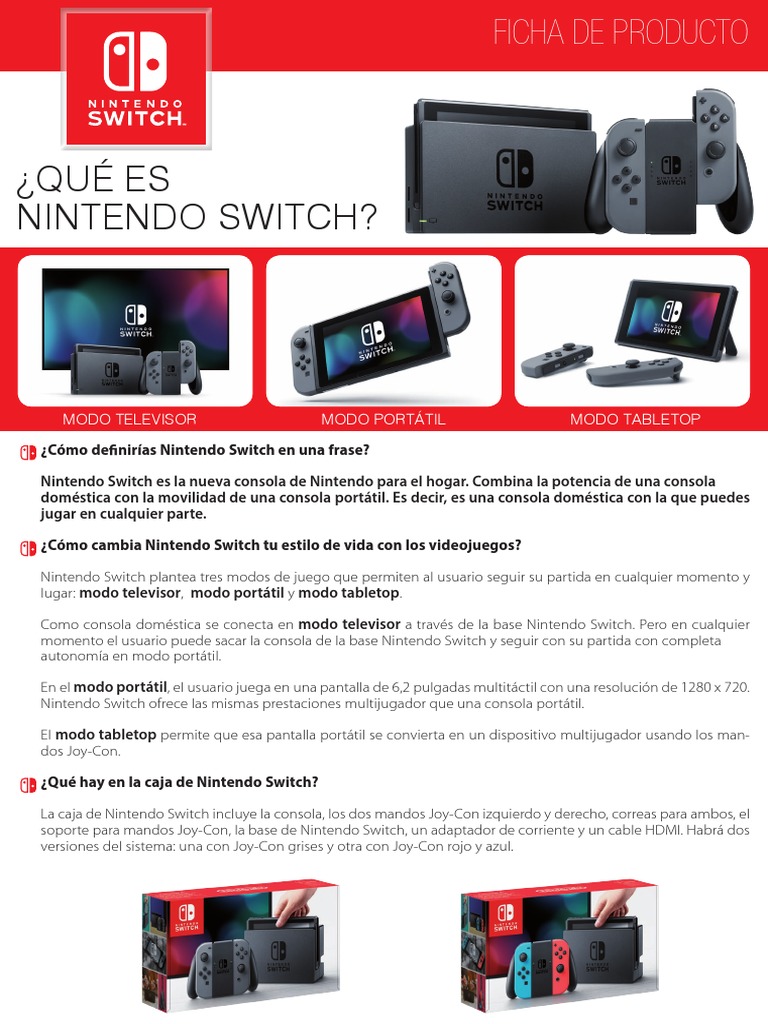 Ficha Técnica de Nintendo Switch | PDF | Nintendo | Juegos de consolas