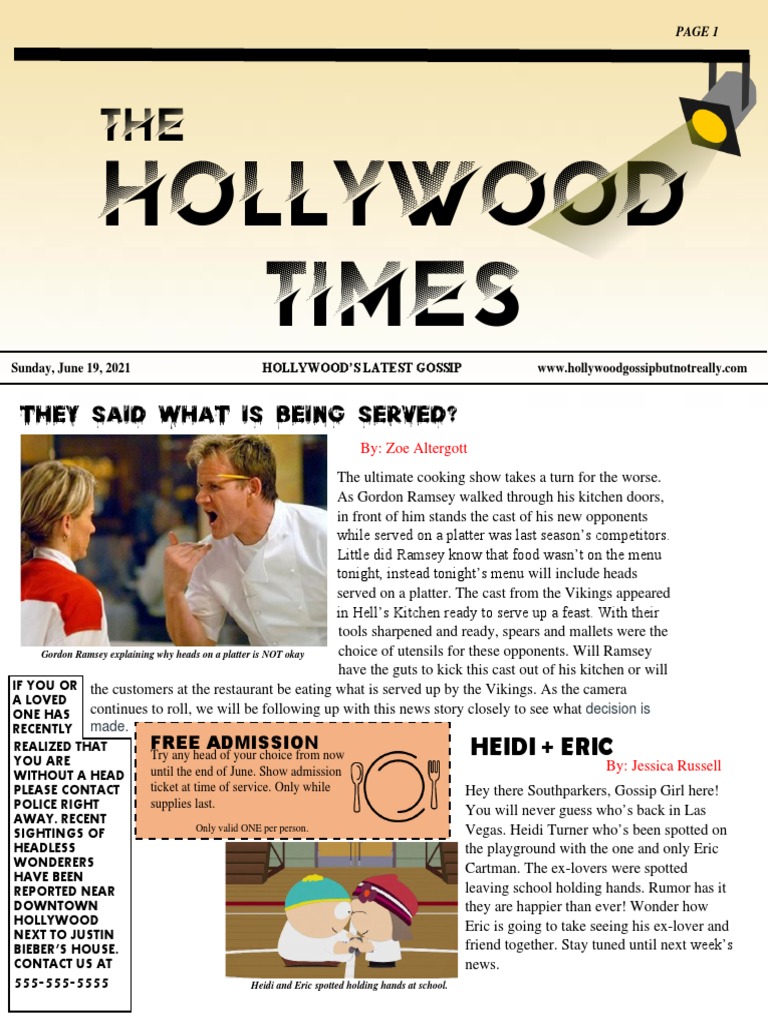 Celebrity Gossip Newspaper | PDF