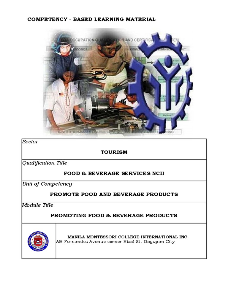 CBLM Fbs NC II Lo 3 Promoting Food and Beverage Products PDF