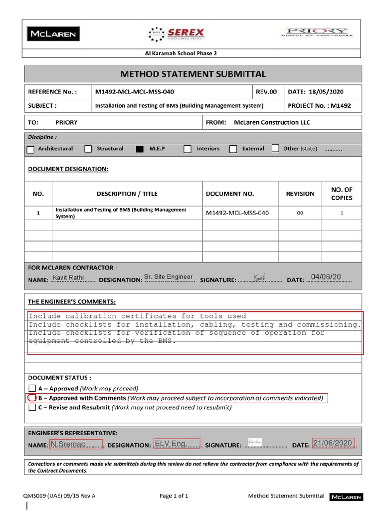 BMS Installation and Testing Checklist | PDF