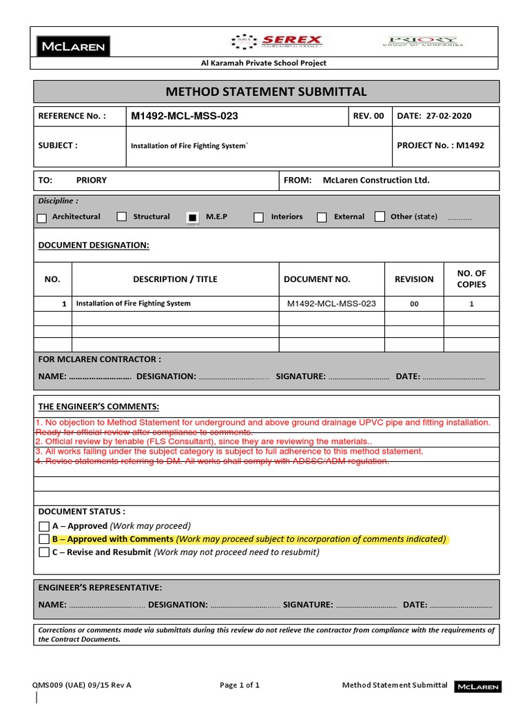 Fire Fighting System Installation Method | PDF | Fire Sprinkler System ...