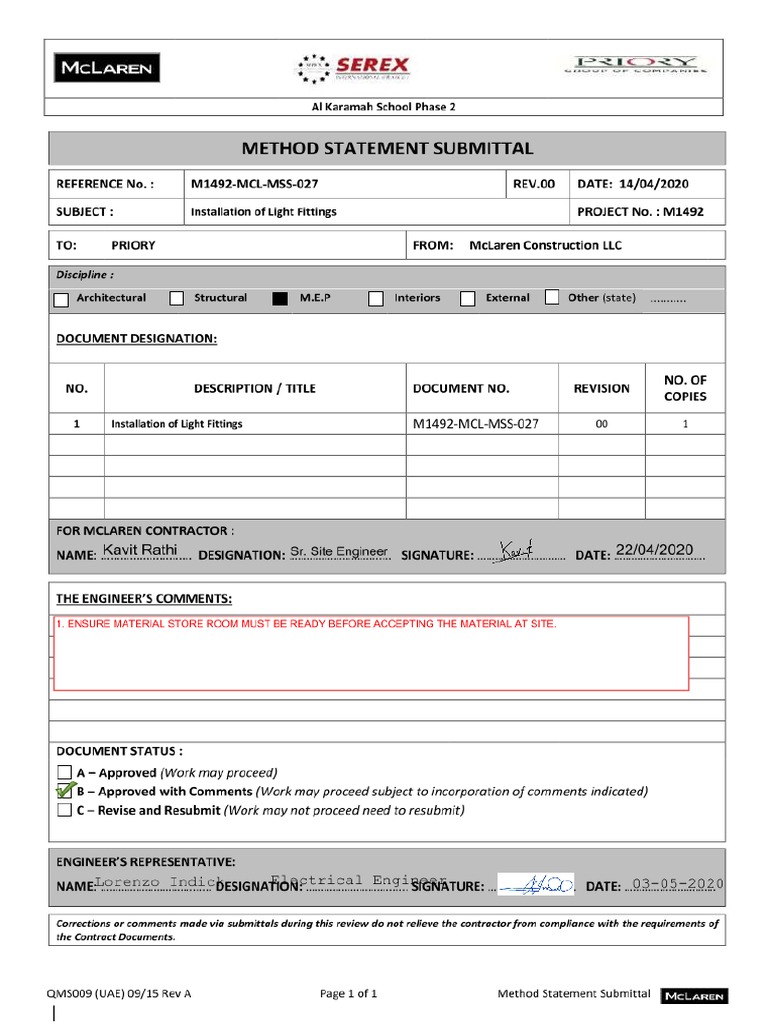 Installation of Light Fittings | PDF
