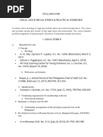 Legal & Judicial Ethics & Practical Exercises Syllabus