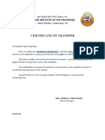 Certificate of Transfer: Islamic Institute of The Philippines