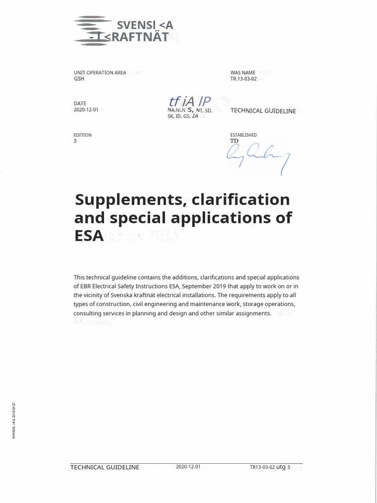 ESA Guidelines for Electrical Safety | PDF | High Voltage | High ...