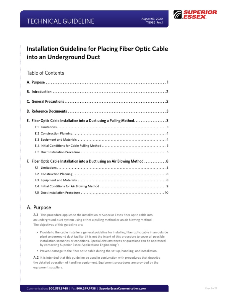 Tg085 Placing Fiber Optic Cable Into An Underground Duct Pdf