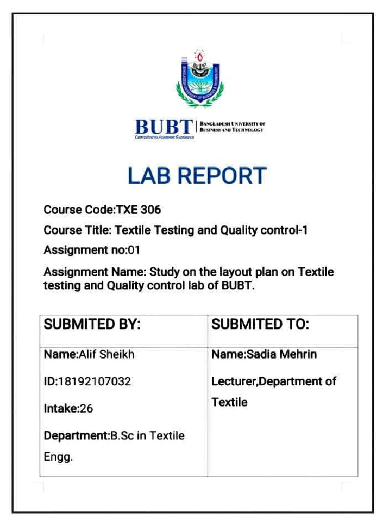 Textile Testing and Quality Control-1 Lab | PDF | Textiles | Materials