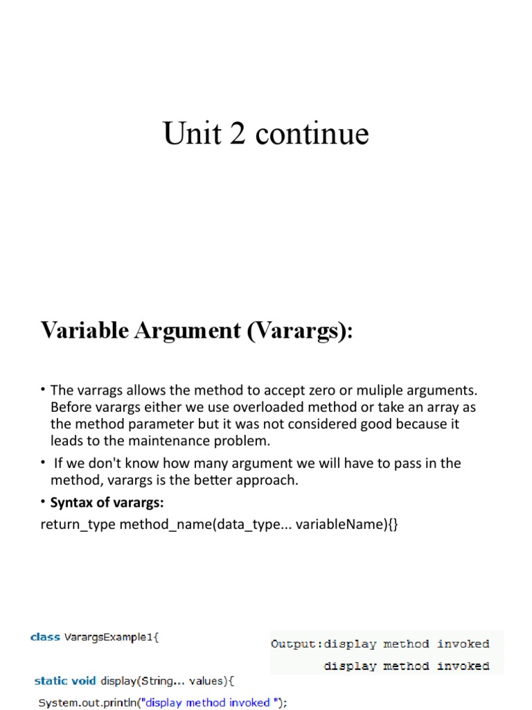 Unit 2 Continue | PDF | Method (Computer Programming) | Java ...