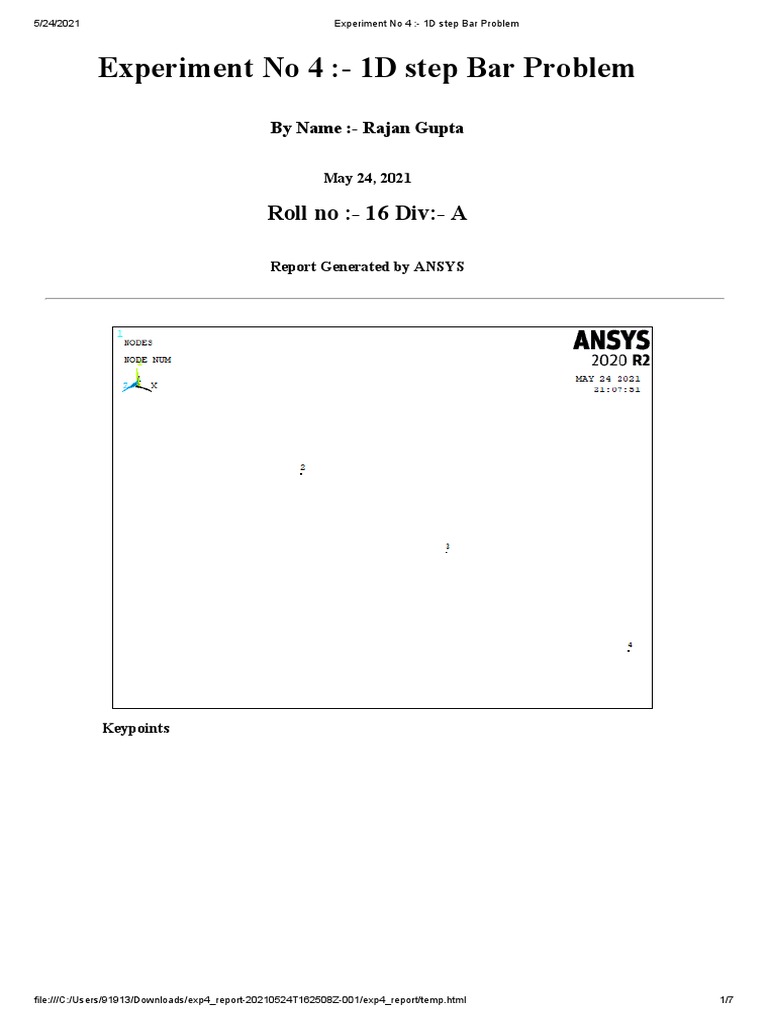 1D Step Bar Problem Experiment Report | PDF | Young's Modulus ...