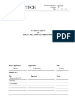 Certification OF Visual Examination Personnel: Document Number Revision 1 of 31 80A9069 20