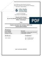 Etude Et Simulation Des Techniques MPPT D'un Système Photovoltaïque