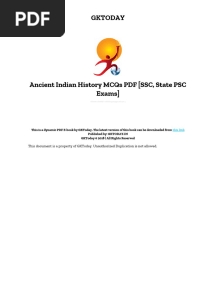 Ancient Indian History MCQs PDF SSC State PSC Exams
