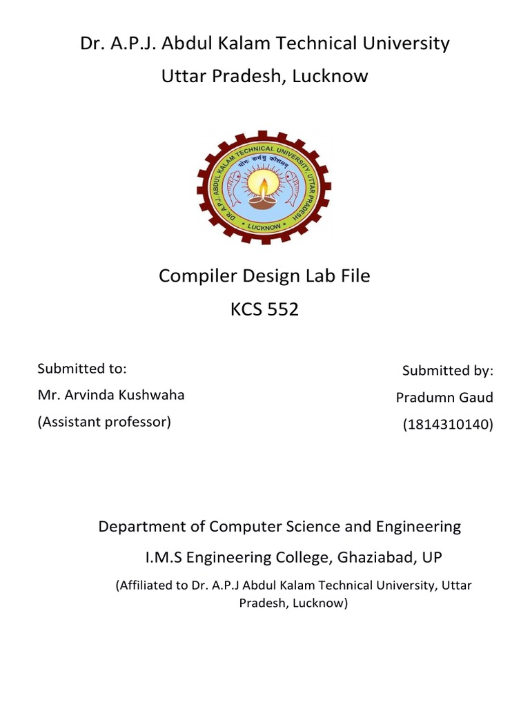 Compiler Design Lab Report KCS 552 | PDF | Computer Programming ...