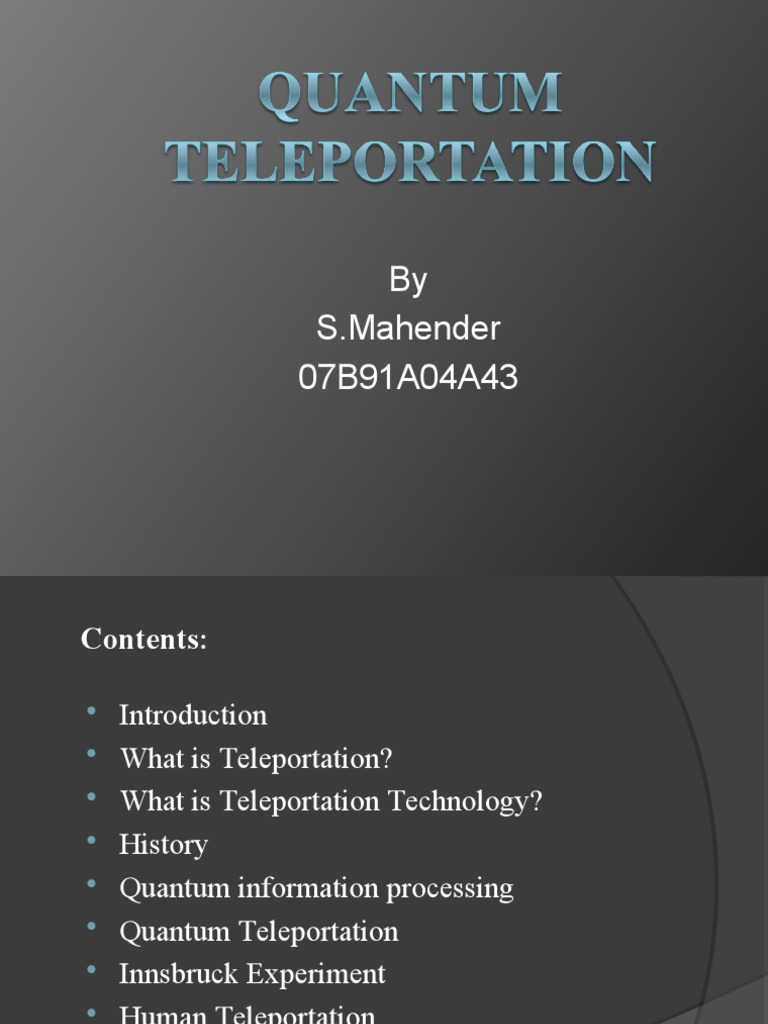 Quantum Teleportation Original | PDF | Teleportation | Quantum Mechanics