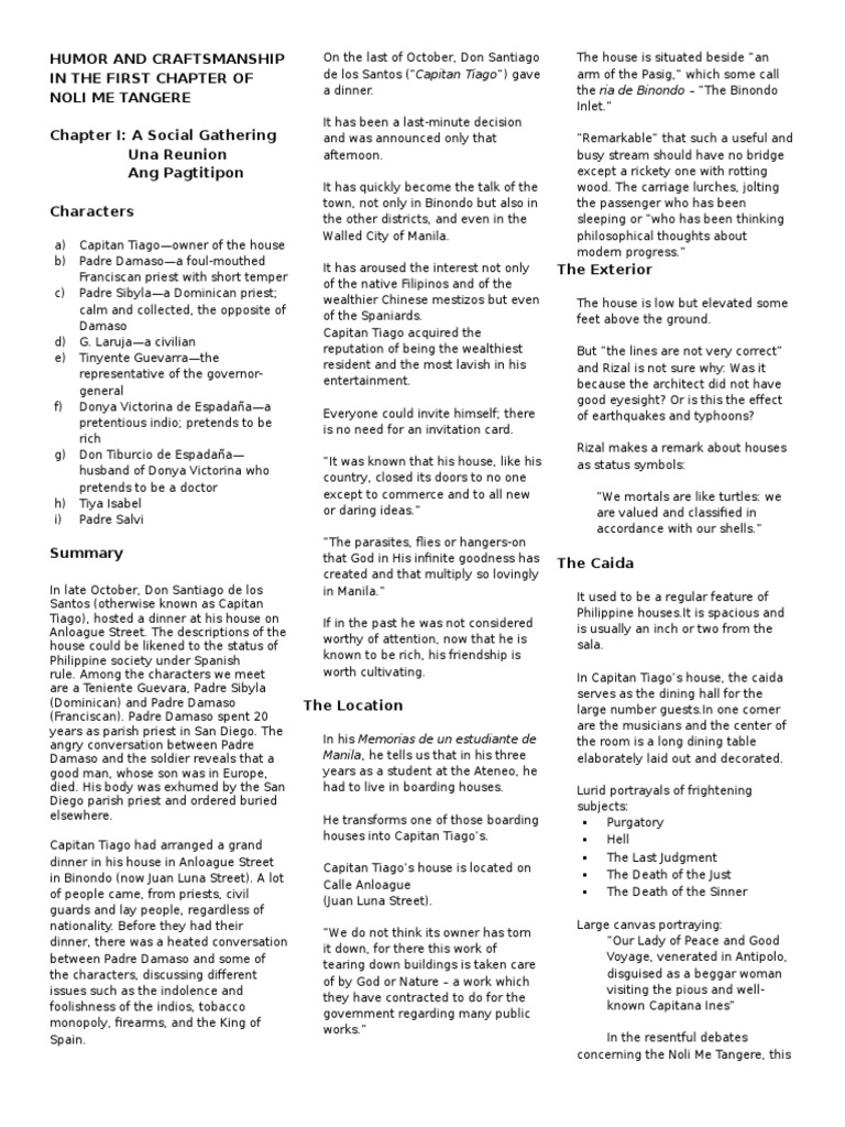 First Chapter Insights: Noli Me Tangere | PDF