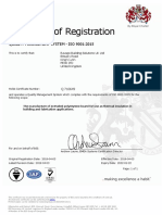 Certificate of Registration: Quality Management System - Iso 9001:2015