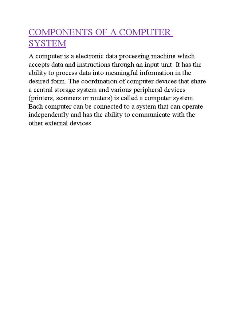 Components of A Computer System PDF