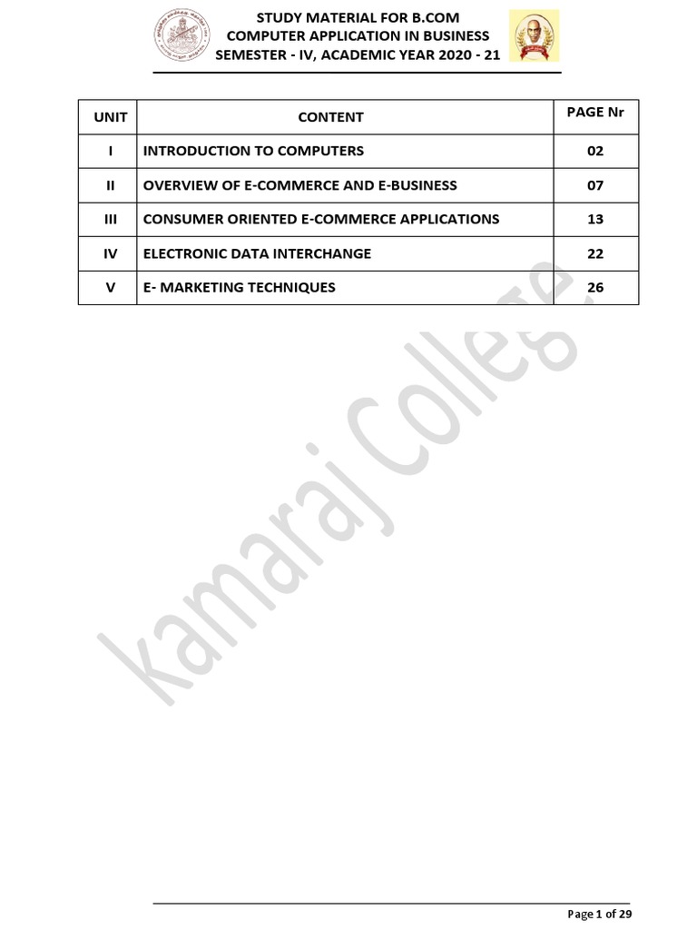 Notes - Computer Application in Business - IV Sem | PDF | Computer Data ...