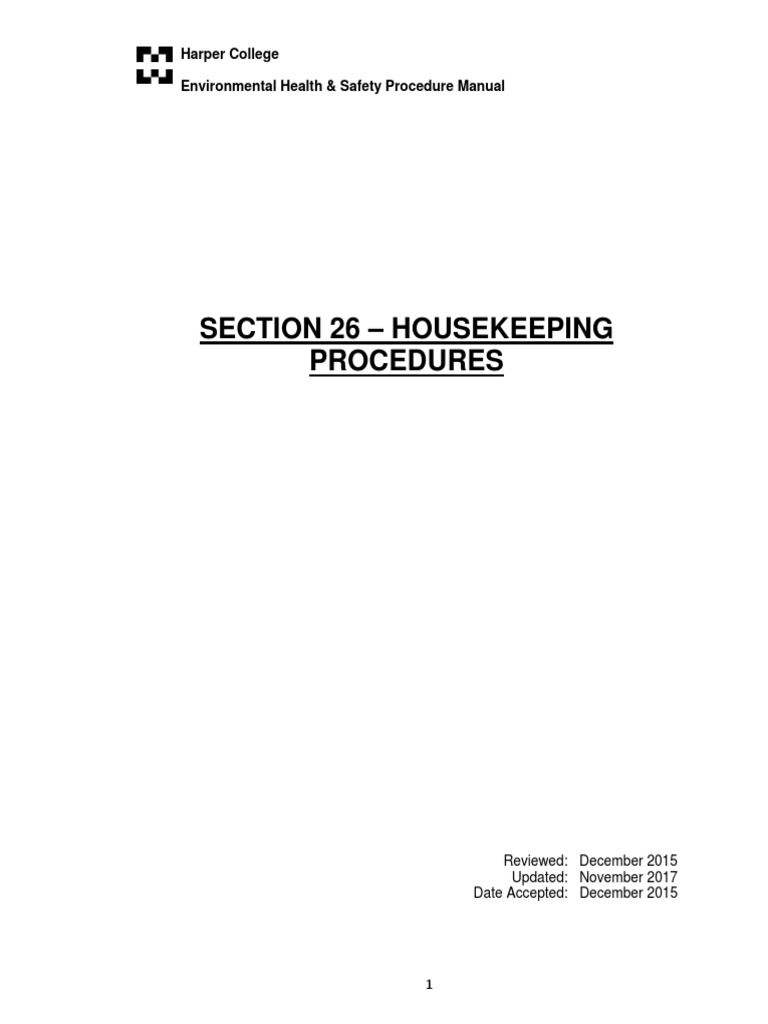 Housekeeping Procedures PDF Housekeeping Occupational Safety And