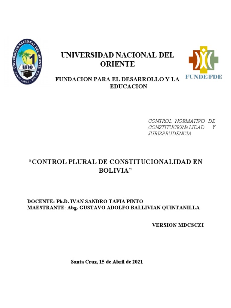 Control Plural de Constitucionalidad PDF Constitución Derecho