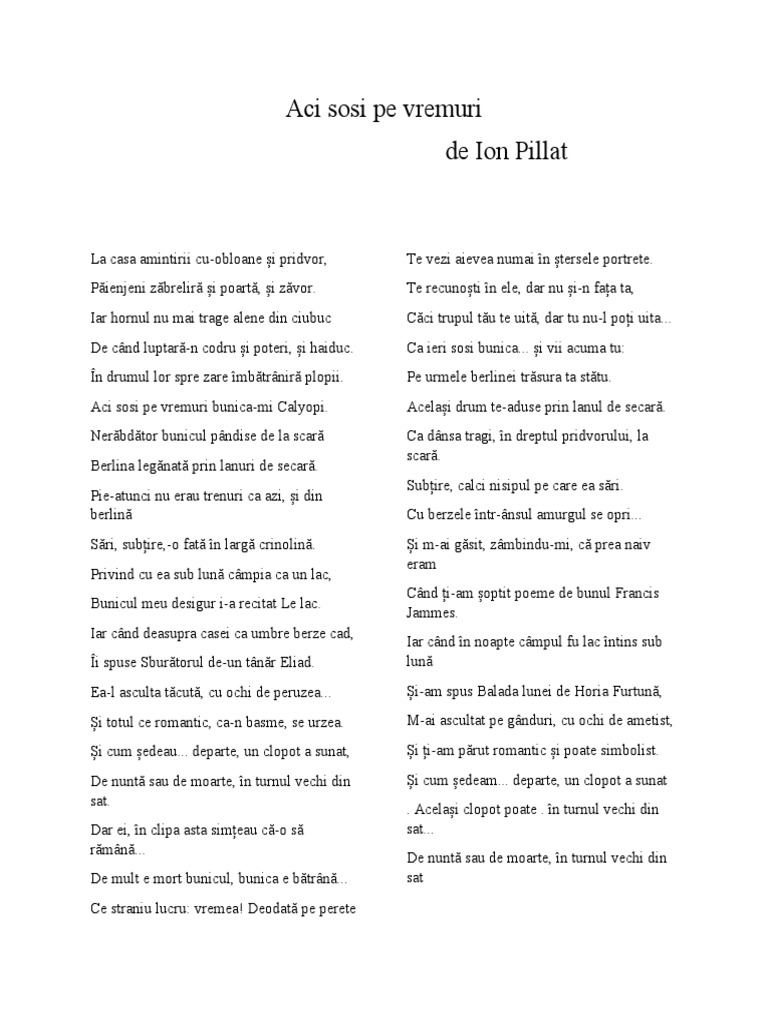 Aci Sosi Pe Vremuri Poezie Aci Sosi Pe Vremuri | PDF
