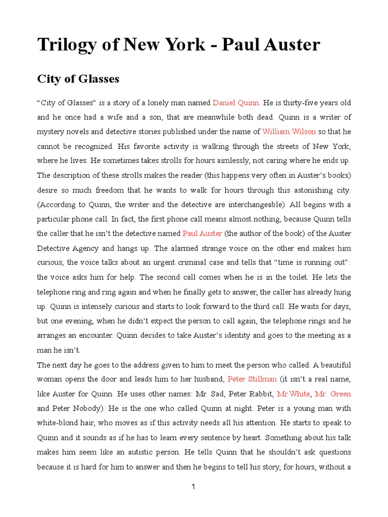 Trilogy of New York (Summary of The Book) PDF Writers