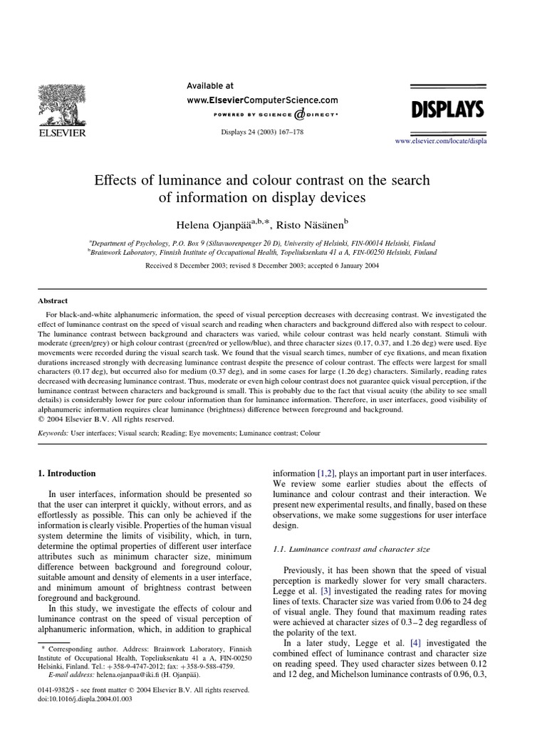 Effects of Luminance and Colour Contrast On The Search of Information ...