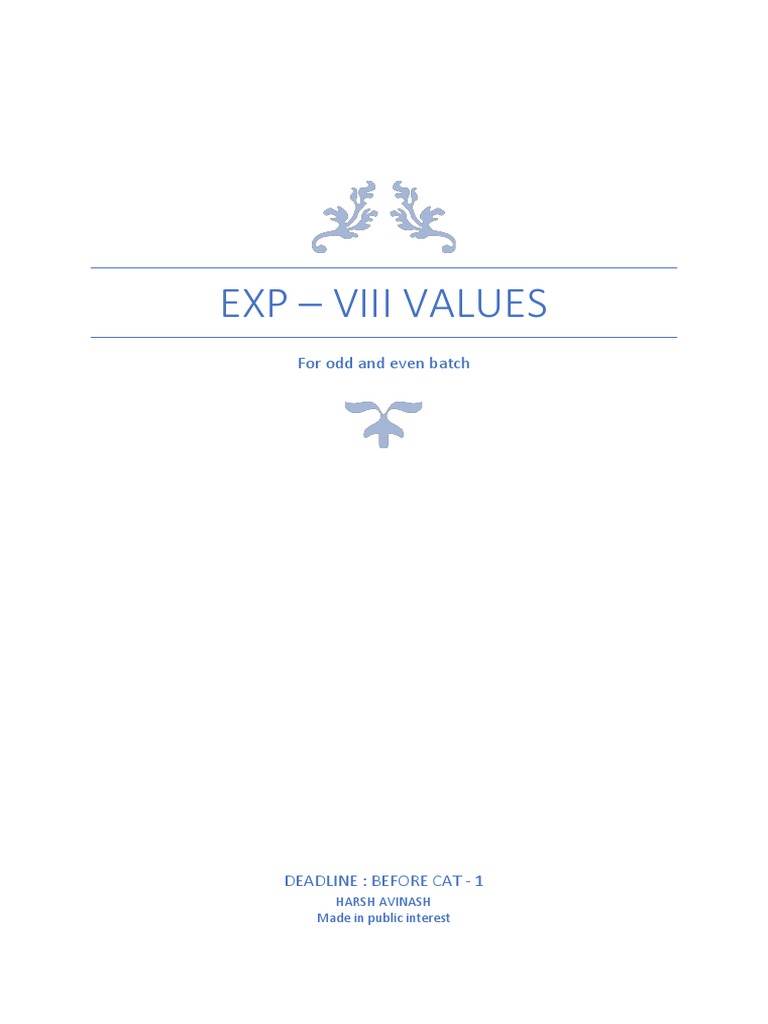 Experiment 8 - Values | PDF