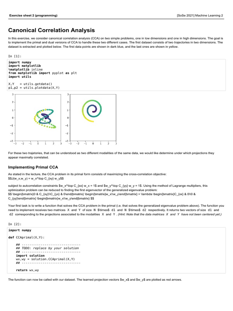 CCA Implementation for Machine Learning | PDF | Matrix (Mathematics ...
