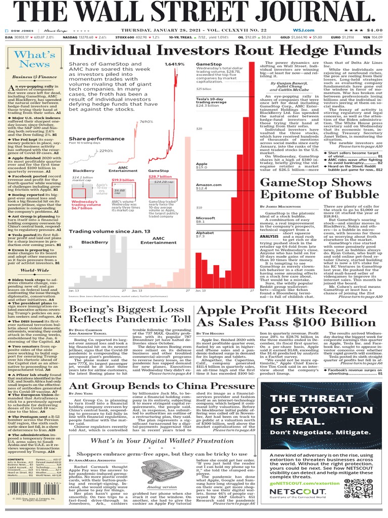 The Wall Street Journal - January 28, 2021 | PDF | Apple Inc. | Vaccines
