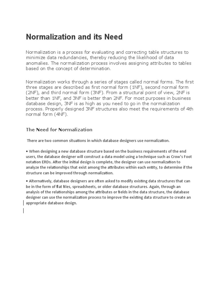 Normalization and Its Need | PDF | Business | Technology & Engineering