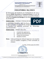 CONVOCATORIA 06-21 para Lunes 21