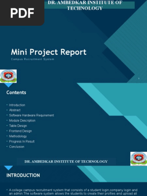 Campus Recruitment System - Mini Project Report | PDF | Software 