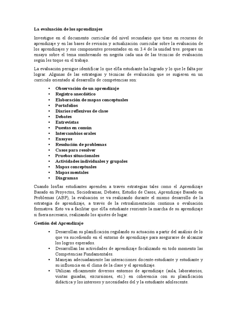 La Evaluacion de Aprendizaje | PDF | Evaluación | Plan de estudios
