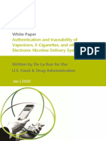 Authentication and Traceability of Vaporizers ECigarettes and Other Electronic Nicotine Delivery Systems