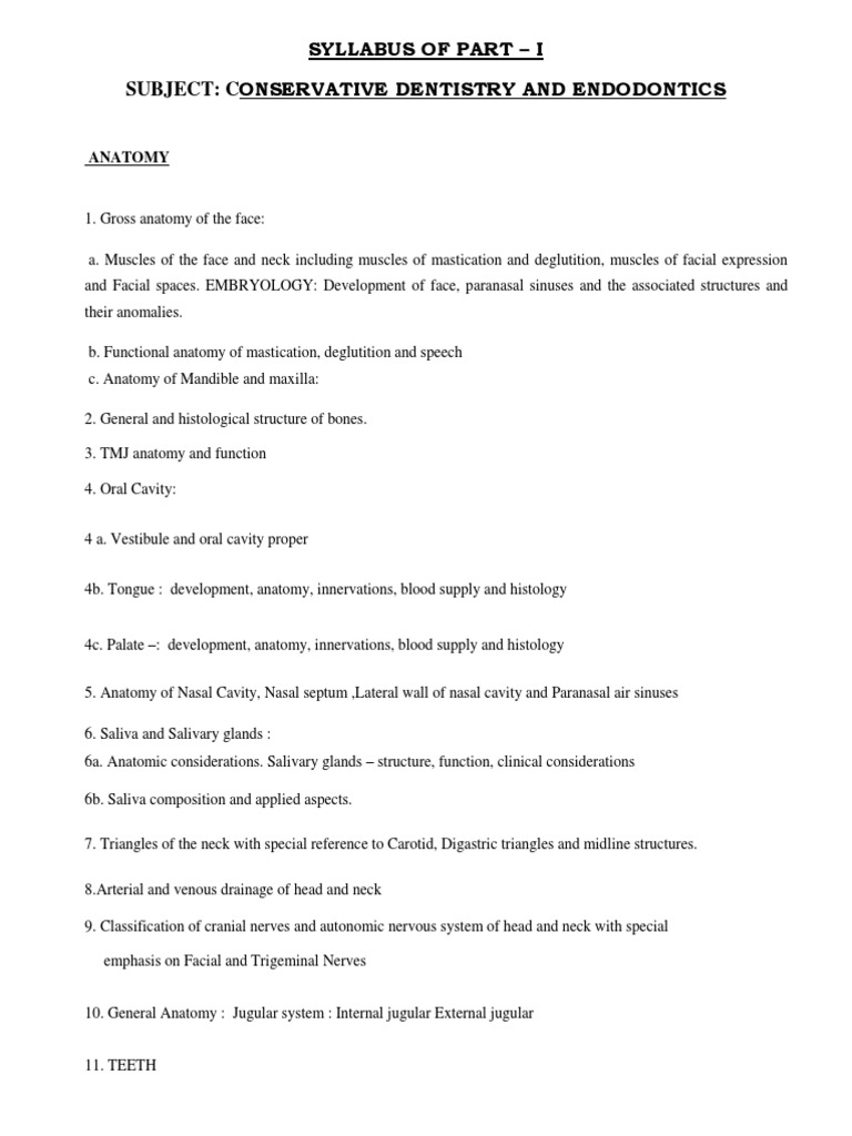 Conservative Dentistry Syllabus Overview | PDF | Dental Material ...